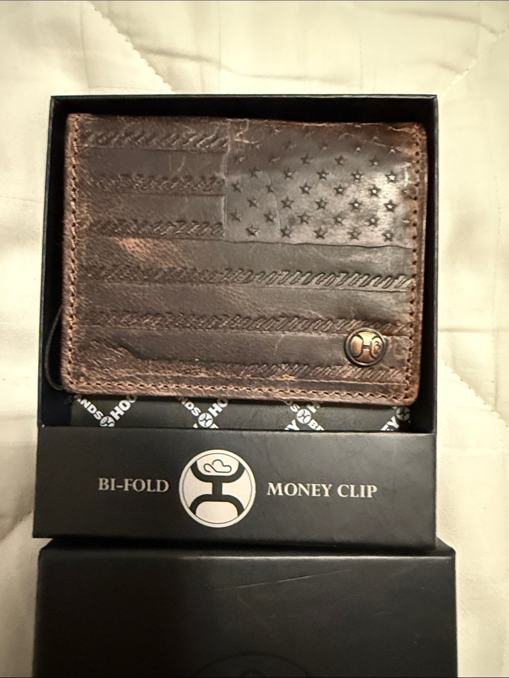 Hooey Brown Leather Money Clip Bi-Fold Wallet - Picture 2 of 13
